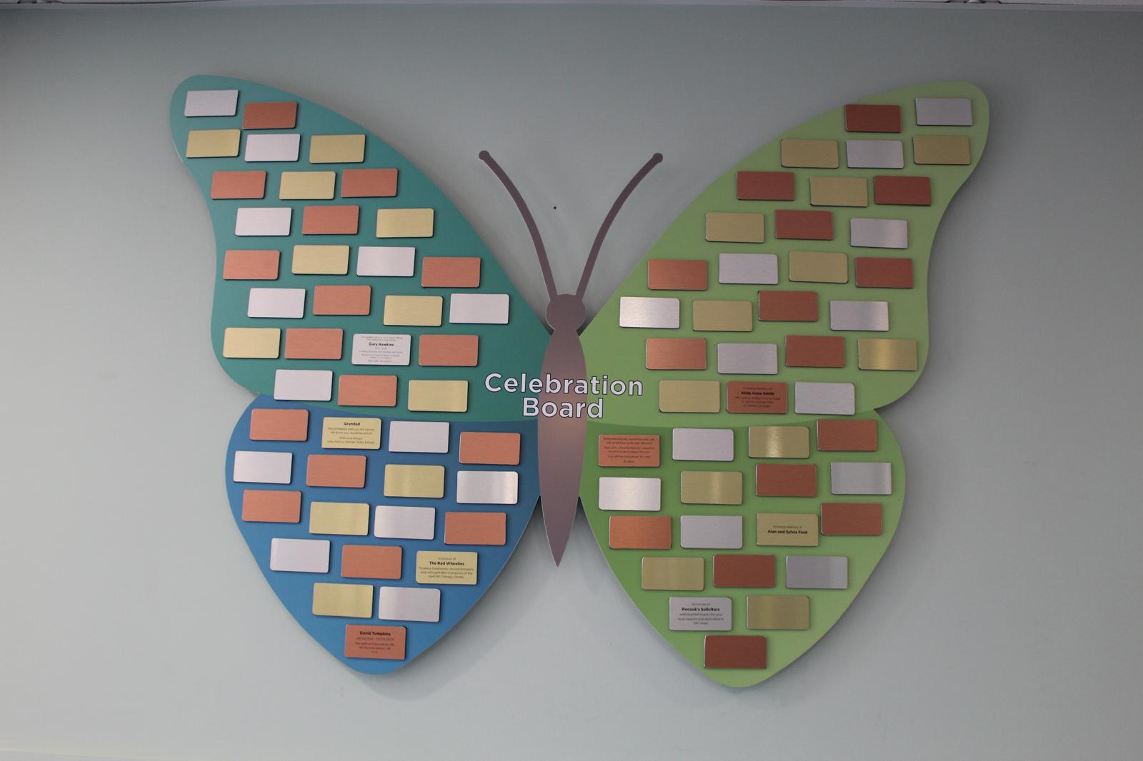 The butterfly board with supporter plaques